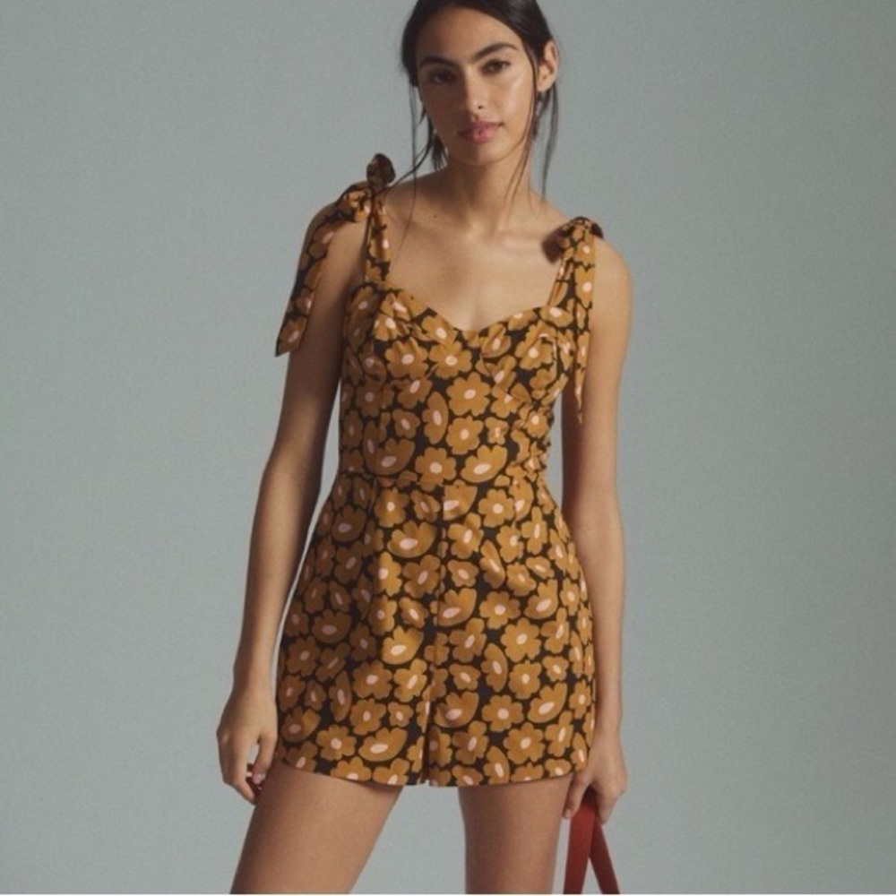 Anthropologie Hutch Daisy Print Corset Playsuit Romper size 6